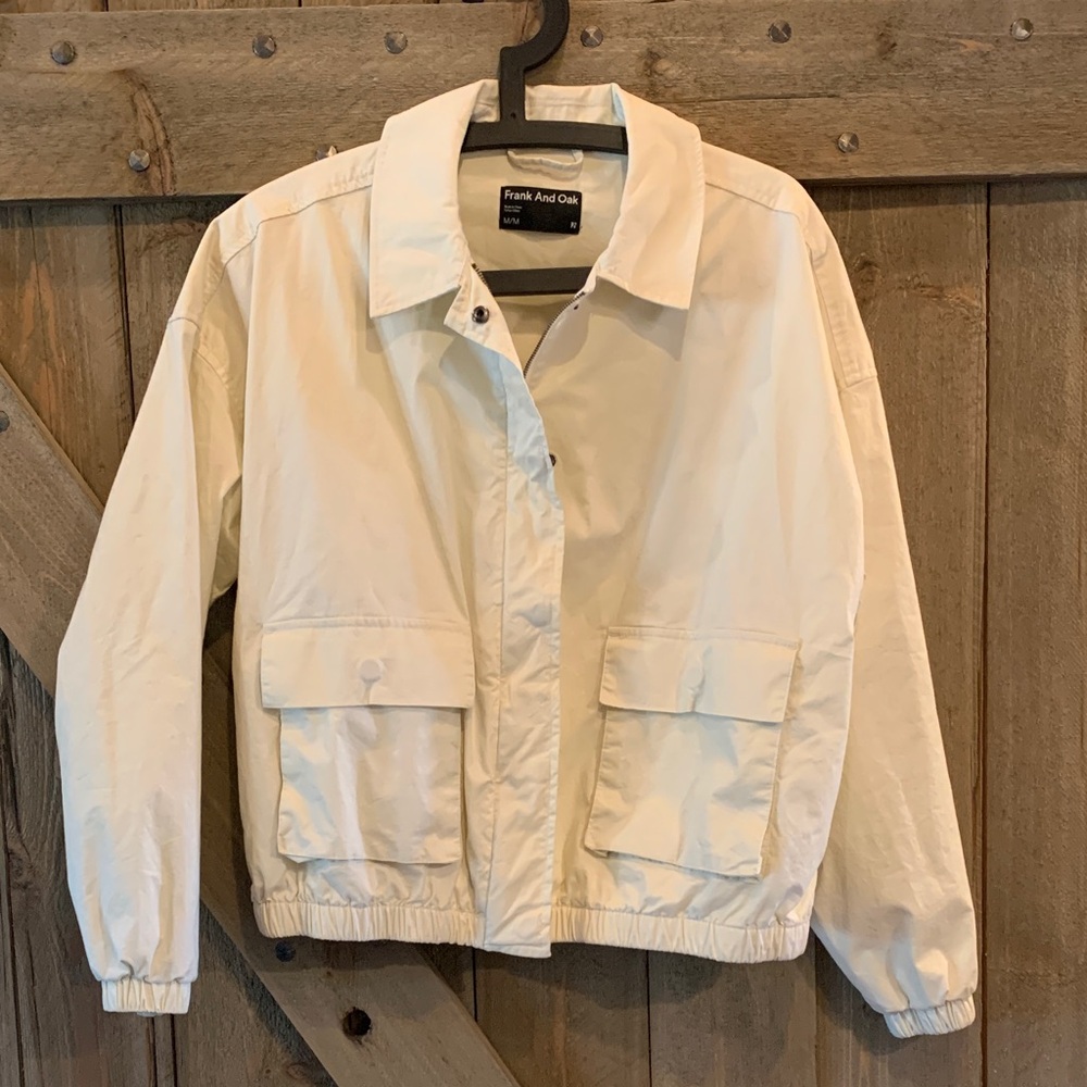 Frank and Oak white jacket cargo bomber ladies medium